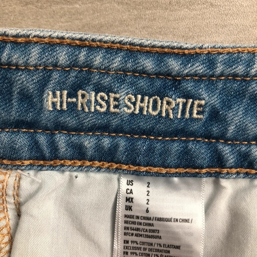 American Eagle Outfitters Light Blue Braided Waist Denim Shorts - Picture 4 of 4